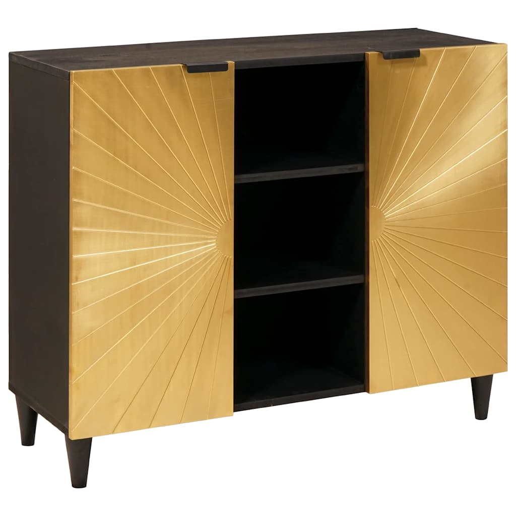 Side Cabinet Black and Gold 90 x 33.5 x 75 cm Solid mango wood